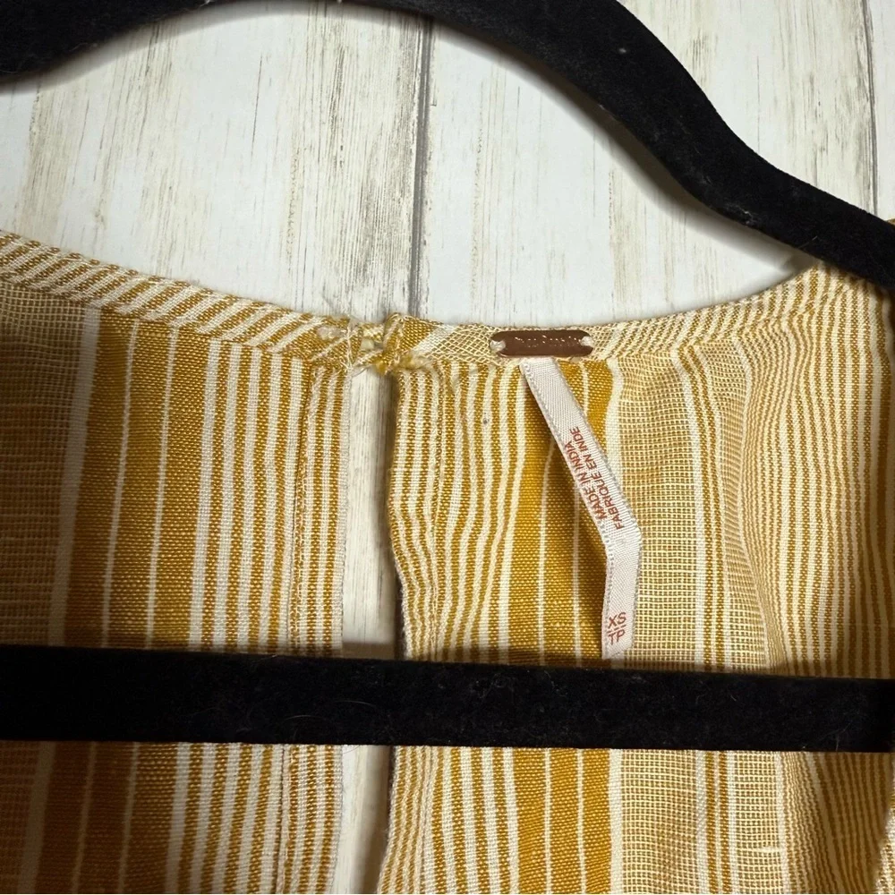 Free People Beige and Yellow Striped Crop Top